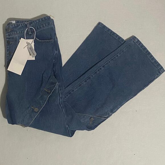 Korean Brand Argue Culture Spiral Button Straight Jeans - Picture 3 of 7